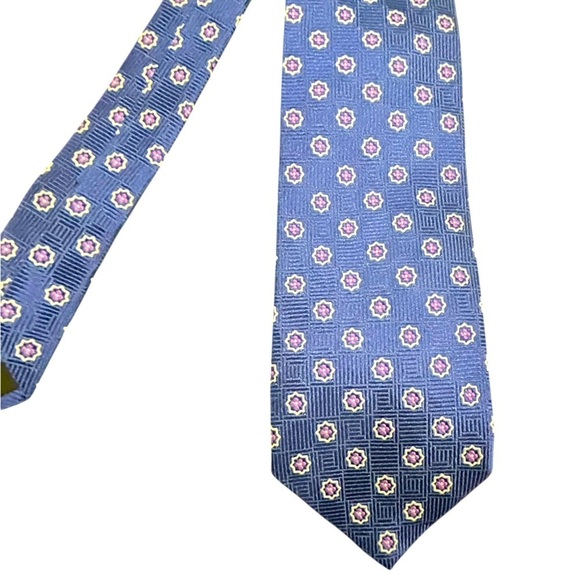 Men’s Boss by Hugo Boss 100% silk made in Italy tie blue medallion print - Picture 3 of 6